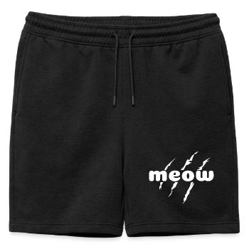 Cats Funny Sayings Meow Claws Paw Icon - Mens' Premium Organic Sweatshorts - black - Front - AI Model Male 178 light (178cm)