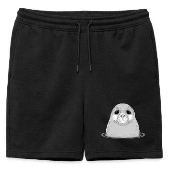 un joli bébé phoque dans l'eau - Short de survêtement homme premium - noir - Devant - AI Model Male 178 light (178cm)