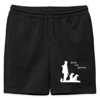 Vendredi pour la chasse - Motif de chasse avec chasseur et chien - Short de survêtement homme premium - noir - Devant - AI Model Male 178 light (178cm)