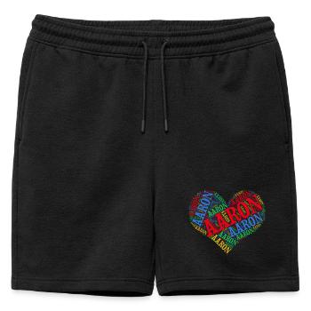 Aaron t-shirt t-shirt word cloud heart tags - Short de survêtement homme premium - noir - Devant - AI Model Male 178 light (178cm)
