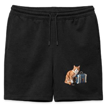 Chat fantaisiste avec conception de valise de voyage - Short de survêtement homme premium - noir - Devant - AI Model Male 178 light (178cm)