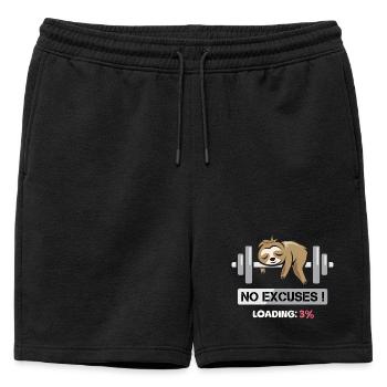 Fitness Sloth Bodybilding no excuses funny - Mens' Premium Organic Sweatshorts - black - Front - AI Model Male 178 light (178cm)
