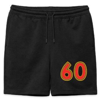 60. 60 ANS. 60e ANNIVERSAIRE. ANNIVERSAIRE 60 ANS. - Short de survêtement homme premium - noir - Devant - AI Model Male 178 light (178cm)