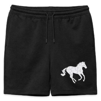 Cheval blanc au galop - Short de survêtement homme premium - noir - Devant - AI Model Male 178 light (178cm)