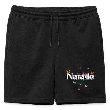 Beau prénom de fille avec des papillons NATALIE - Short de survêtement homme premium - noir - Devant - AI Model Male 178 light (178cm)