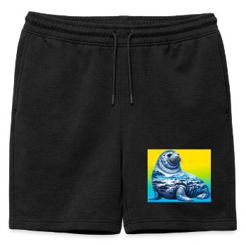 Phoque - Short de survêtement homme premium - noir - Devant - AI Model Male 178 light (178cm)