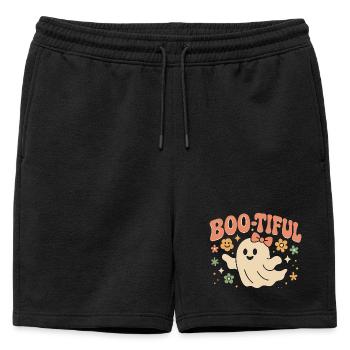 Motif d'Halloween avec un dicton drôle et mignon « Boo-tiful Ghost » - Short de survêtement homme premium - noir - Devant - AI Model Male 178 light (178cm)