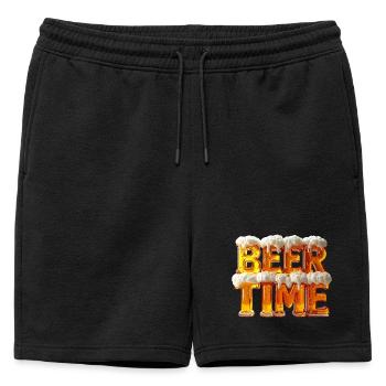 Beer Time – 3D Bierglas-Buchstaben mit Schaum - Männer Premium Organic Sweatshorts - Schwarz - Vorne - AI Model Male 178 light (178cm)