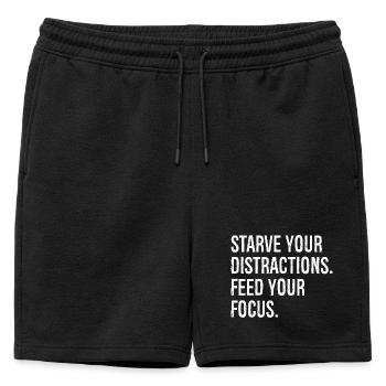Affamez vos distractions, nourrissez votre concentration - Short de survêtement homme premium - noir - Devant - AI Model Male 178 light (178cm)