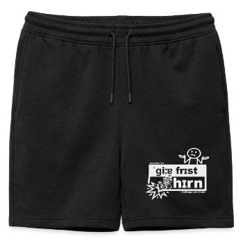 Gier frisst Hirn - phonetic art - Männer Premium Organic Sweatshorts - Schwarz - Vorne - AI Model Male 178 light (178cm)