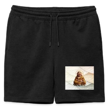Bouddha sur motif de feuilles - Short de survêtement homme premium - noir - Devant - AI Model Male 178 light (178cm)