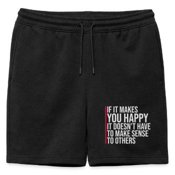 Si ça te rend heureux, sens les autres, Spruch Glück Frei - Short de survêtement homme premium - noir - Devant - AI Model Male 178 light (178cm)
