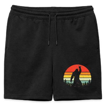 Bigfoot Rock sur le panneau Sasquatch Yéti Rock and Roll - Short de survêtement homme premium - noir - Devant - AI Model Male 178 light (178cm)