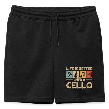 Violoncelliste Musicien d’orchestre Violoncelliste - Short de survêtement homme premium - noir - Devant - AI Model Male 178 light (178cm)