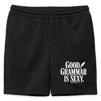 Good Grammar Is Sexy - Mens' Premium Organic Sweatshorts - black - Front - AI Model Male 178 light (178cm)