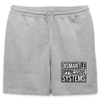Dismantle Oppressive Systems Aktivismus Statement - Männer Premium Organic Sweatshorts - Grau meliert - Vorne - AI Model Male 178 light (178cm)