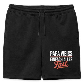 Papa Witze Der Geniale Papa Der Alles Weiß - Männer Premium Organic Sweatshorts - Schwarz - Vorne - AI Model Male 178 light (178cm)