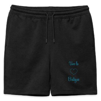 BRETAGNE. CŒUR. HEART. RÉGION. FÊTE. DRAPEAU. HERM - Short de survêtement homme premium - noir - Devant - AI Model Male 178 light (178cm)