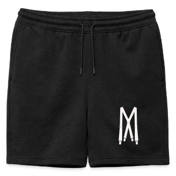 White suspenders illustration - Mens' Premium Organic Sweatshorts - black - Front - AI Model Male 178 light (178cm)