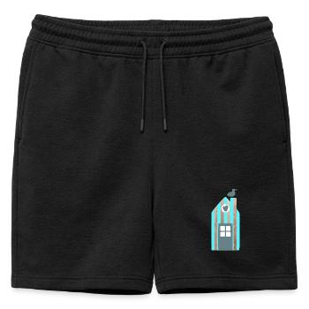 Maison de plage Rayée Mouette Mer Baltique Mer du Nord - Short de survêtement homme premium - noir - Devant - AI Model Male 178 light (178cm)