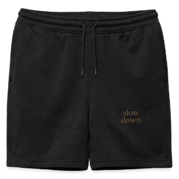 Slow Down | Minimalist Mindfulness Statemen - Mens' Premium Organic Sweatshorts - black - Front - AI Model Male 178 light (178cm)