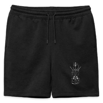 Dessin au trait du violon - Short de survêtement homme premium - noir - Devant - AI Model Male 178 light (178cm)