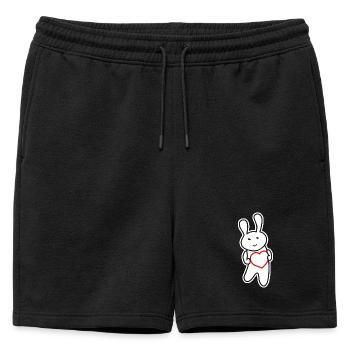 Bunny with Heart: Love & Cuteness - Mens' Premium Organic Sweatshorts - black - Front - AI Model Male 178 light (178cm)