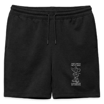 Mouse with work ethic funny saying - Mens' Premium Organic Sweatshorts - black - Front - AI Model Male 178 light (178cm)