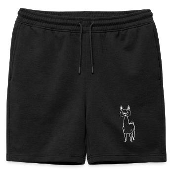 Drôle de dessin animé alpaga - Short de survêtement homme premium - noir - Devant - AI Model Male 178 light (178cm)