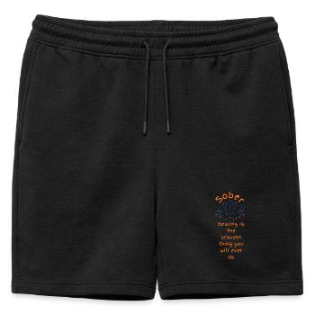 Lotus de guérison courageuse sobriété - Short de survêtement homme premium - noir - Devant - AI Model Male 178 light (178cm)