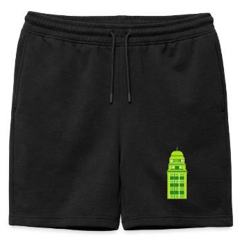Retro Green Tower Clock - Mens' Premium Organic Sweatshorts - black - Front - AI Model Male 178 light (178cm)