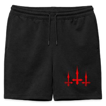 Inverted Cross Triple - Mens' Premium Organic Sweatshorts - black - Front - AI Model Male 178 light (178cm)