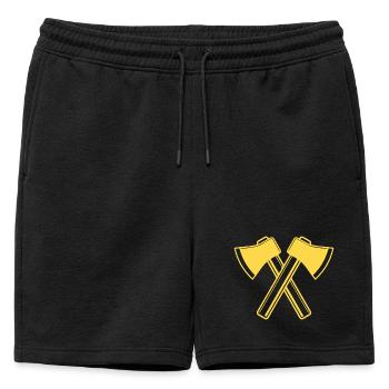 Axe Axes Lumberjack Forester - Mens' Premium Organic Sweatshorts - black - Front - AI Model Male 178 light (178cm)