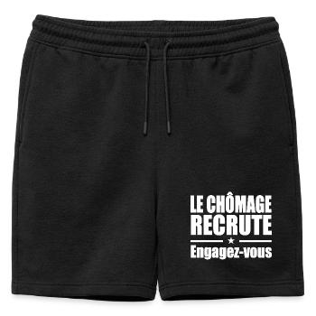 Le Chômage Engagez-vous - Short de survêtement homme premium - noir - Devant - AI Model Male 178 light (178cm)