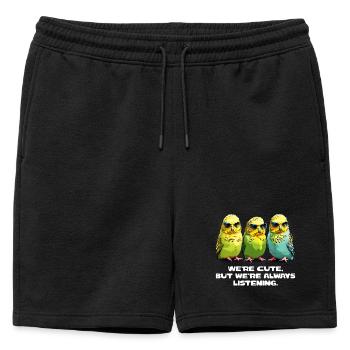 Nous sommes mignons. Mais nous sommes toujours à l’écoute. - Short de survêtement homme premium - noir - Devant - AI Model Male 178 light (178cm)