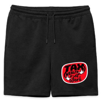 Tax Wealth Not Work Progressive Politics Economy - Mens' Premium Organic Sweatshorts - black - Front - AI Model Male 178 light (178cm)