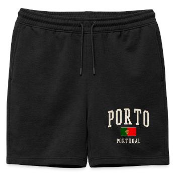 Porto Portugal Vintage Print - Mens' Premium Organic Sweatshorts - black - Front - AI Model Male 178 light (178cm)