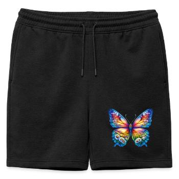 Fleurs papillon marguerites marguerites - Short de survêtement homme premium - noir - Devant - AI Model Male 178 light (178cm)