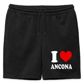 I Love Ancona Italy Funny Witty Heart - Mens' Premium Organic Sweatshorts - black - Front - AI Model Male 178 light (178cm)