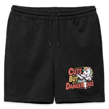 Karaté licorne mignon mais dangereux - Short de survêtement homme premium - noir - Devant - AI Model Male 178 light (178cm)
