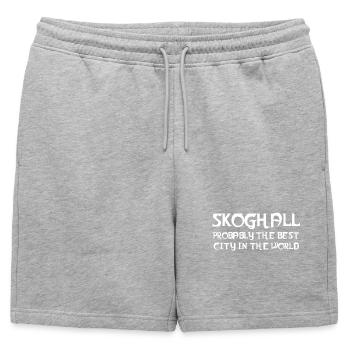 Skoghall – Die beste Stadt der Welt - Männer Premium Organic Sweatshorts - Grau meliert - Vorne - AI Model Male 178 light (178cm)