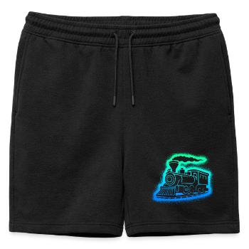 Steam Locomotive Model Railway Men Boys Railway - Mens' Premium Organic Sweatshorts - black - Front - AI Model Male 178 light (178cm)