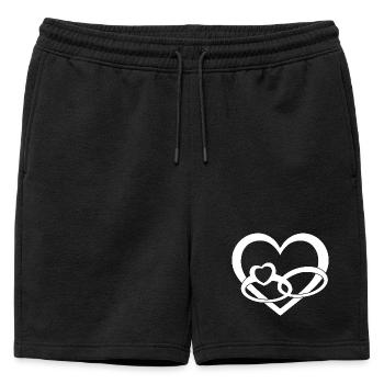 Cœur blanc et alliances - Amour et plaisir - Short de survêtement homme premium - noir - Devant - AI Model Male 178 light (178cm)