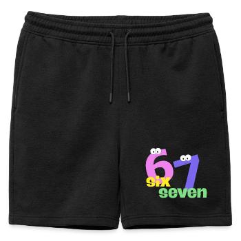 Six Seven Trend - Mens' Premium Organic Sweatshorts - black - Front - AI Model Male 178 light (178cm)