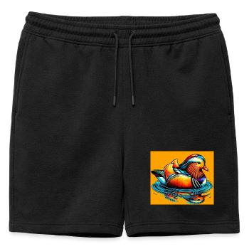Canard mandarin - Short de survêtement homme premium - noir - Devant - AI Model Male 178 light (178cm)