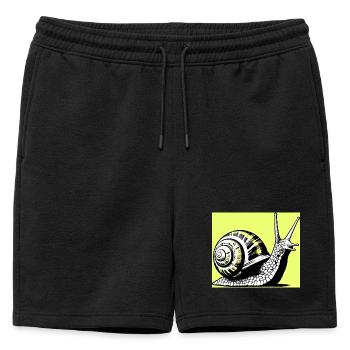 Snail - Mens' Premium Organic Sweatshorts - black - Front - AI Model Male 178 light (178cm)