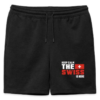 Restez calme le Suisse est là Suisse Cadeau - Short de survêtement homme premium - noir - Devant - AI Model Male 178 light (178cm)