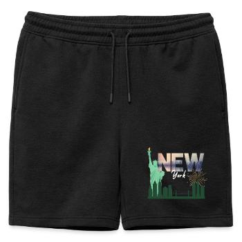 New York Skyline Fireworks - Mens' Premium Organic Sweatshorts - black - Front - AI Model Male 178 light (178cm)