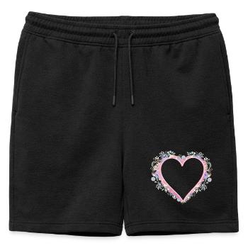 Cadre en cœur aux couleurs pastel et look matelassée - Short de survêtement homme premium - noir - Devant - AI Model Male 178 light (178cm)