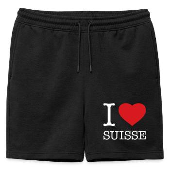 J’AIME SUISSE SUISSE - Short de survêtement homme premium - noir - Devant - AI Model Male 178 light (178cm)